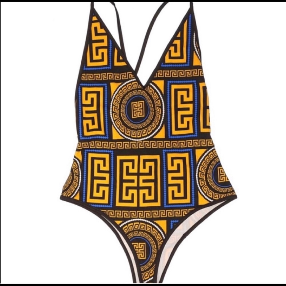 GEOMETRIC FASHION NOVA BODYSUIT - M